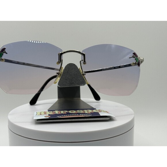 Vintage Oversize Sunglasses NOS Rimless Style Sea Flame Lens Silver Frame 80s| - Picture 4 of 9